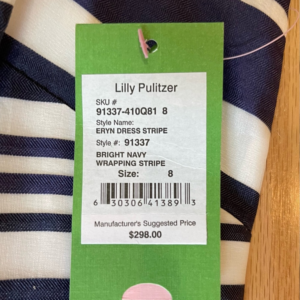 Lilly Pulitzer Women’s Eryn Dress, NWT, Size 8, Blue White Stripes, MSRP $298 - Picture 5 of 10